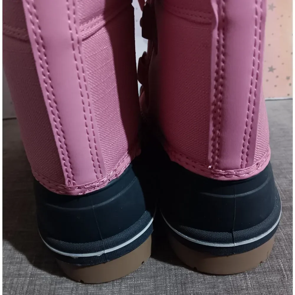 Cat & Jack Kids Kit Lace-up Winter Boots Shell & faux fur Girls Size 3 Excellent